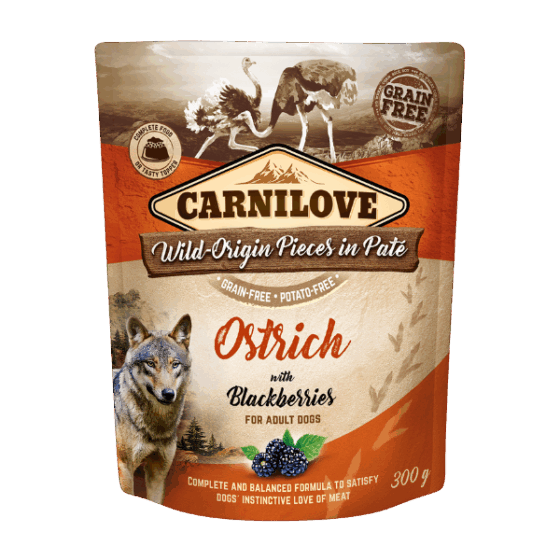 Ostrich with Blackberries Wet Dog Food
